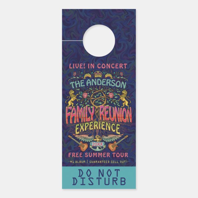 ファミリー懇親会バンドレトロ70sコンサートロゴ名 ドアノブサイン (正面)