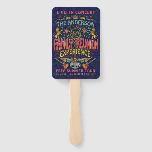 ファミリー懇親会バンドレトロ70sコンサートロゴ名 ハンドファン (裏面)