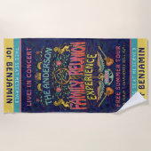 ファミリー懇親会バンドレトロ70sコンサートロゴ名 ビーチタオル (正面)