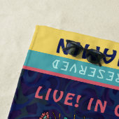 ファミリー懇親会バンドレトロ70sコンサートロゴ名 ビーチタオル (インサイチュ)