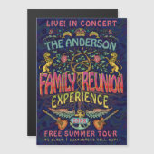 ファミリー懇親会バンドレトロ70sコンサートロゴ名 マグネット招待状 (正面/裏面)