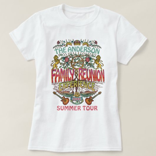 ファミリー懇親会バンドレトロ70sコンサートロゴ名 tシャツ (デザイン正面)