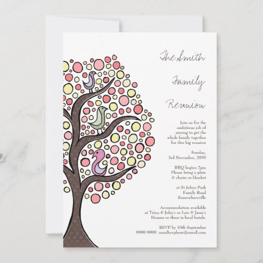 ファミリー懇親会バードツリーカスタム招待状 招待状 (裏面)