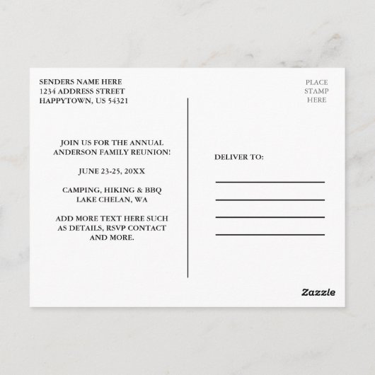 ファミリー懇親会パインツリーズサンセットグリーン ポストカード (裏面)