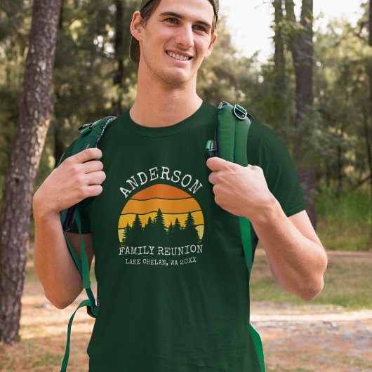 ファミリー懇親会パインツリーズサンセットグリーン Tシャツ