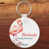 ファミリー懇親会パステルフラミンゴアニュアルトロピカル キーホルダー (正面)