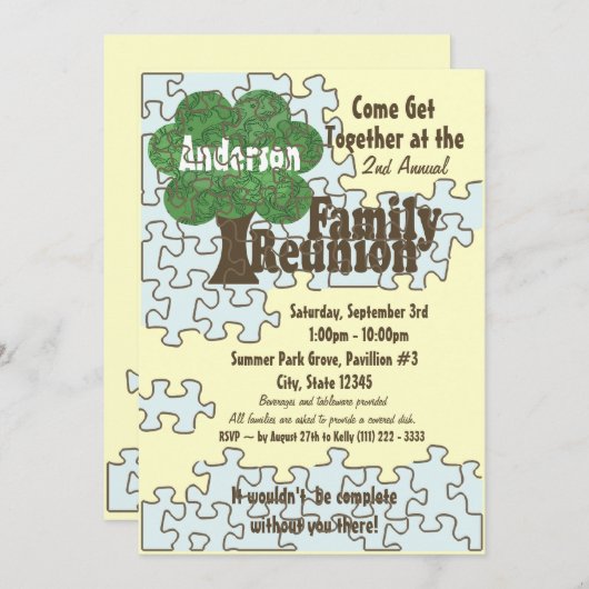 ファミリー懇親会パズル 招待状 (正面/裏面)
