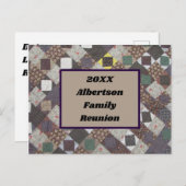 ファミリー懇親会パッチワークキルトフォト招待状 ポストカード (正面/裏面)