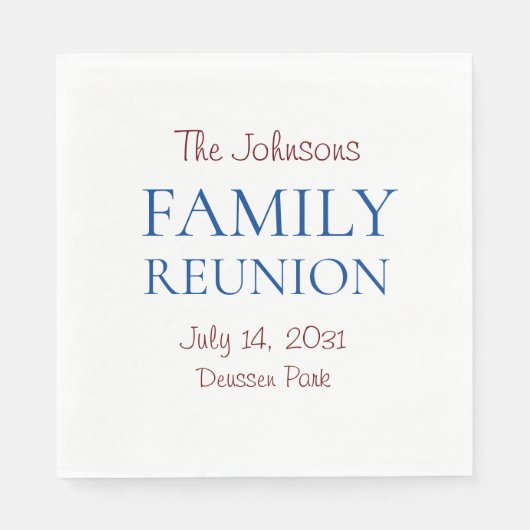 ファミリー懇親会パーソナライズされたパーティーナプキンス スタンダードランチョンナプキン (正面)