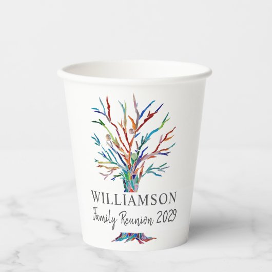 ファミリー懇親会パーソナライズされたファミリーツリー紙カップ 紙コップ (正面)