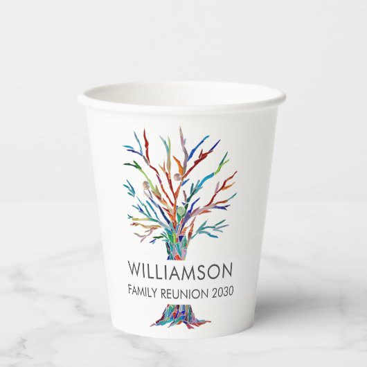 ファミリー懇親会パーソナライズされたファミリーツリー紙カップ 紙コップ (正面)