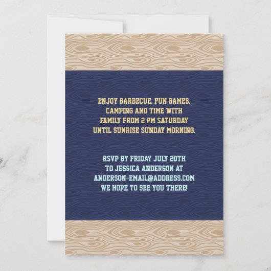 ファミリー懇親会パーティーおもしろい木製看板|名前の追加 招待状 (裏面)