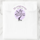 ファミリー懇親会パーティートレンディーパープルツリーアートワーク ラウンドシール (バッグ)