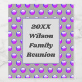 ファミリー懇親会パープル水玉模様キープサケイベント ワインラベル (シングルラベル)