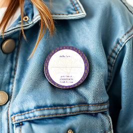 ファミリー懇親会パープル金ゴールドエレガントハロー 缶バッジ