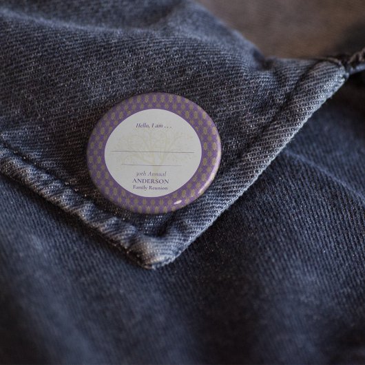 ファミリー懇親会パープル金ゴールドエレガントハロー 缶バッジ