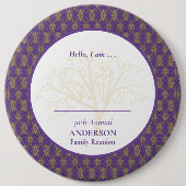 ファミリー懇親会パープル金ゴールドエレガントハロー 缶バッジ (正面)