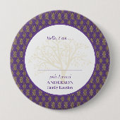 ファミリー懇親会パープル金ゴールドエレガントハロー 缶バッジ (正面)