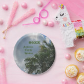 ファミリー懇親会パームツリーフォトトロピカルビーチ旅行 ペーパープレート (パーティー)