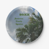 ファミリー懇親会パームツリーフォトトロピカルビーチ旅行 ペーパープレート (正面)