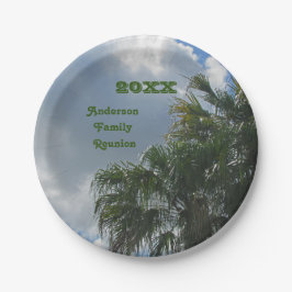 ファミリー懇親会パームツリーフォトトロピカルビーチ旅行 ペーパープレート