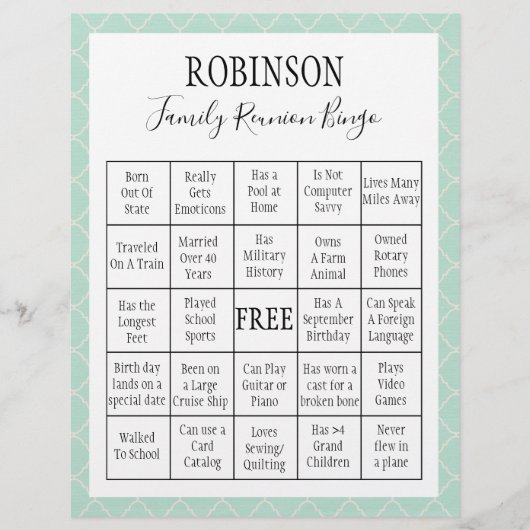 ファミリー懇親会ビンゴゲーム |緑 (正面)