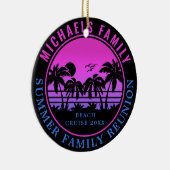 ファミリー懇親会ビーチクルーズサンセットバケーション60s セラミックオーナメント (右)