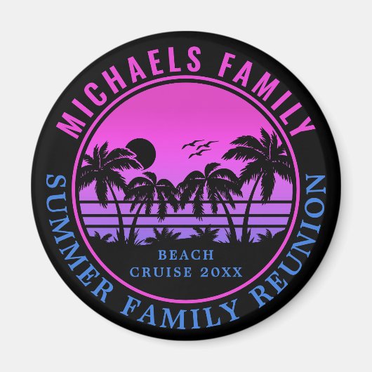 ファミリー懇親会ビーチクルーズサンセットバケーション60s マグネット (正面)