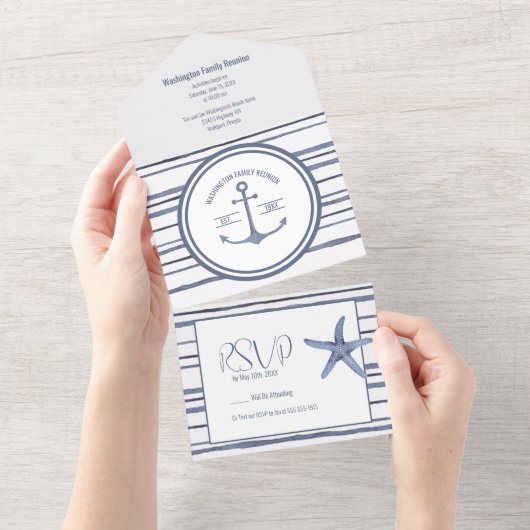 ファミリー懇親会ビーチテーマ オールインワン招待状 (貼ってはがせる)