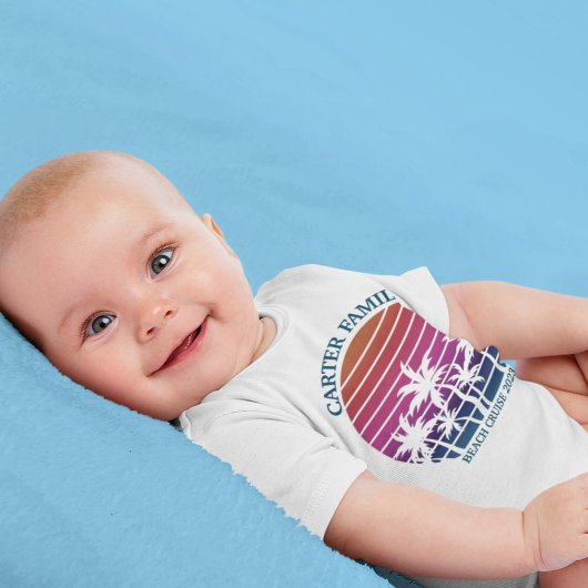 ファミリー懇親会ビーチバケーションパームツリーカスタム ベビーボディスーツ