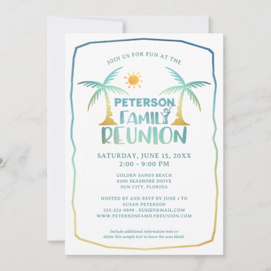 ファミリー懇親会ビーチパームツリートロピカル 招待状 (正面)