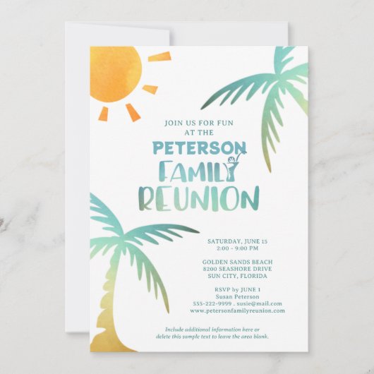 ファミリー懇親会ビーチパームツリー 招待状 (正面)