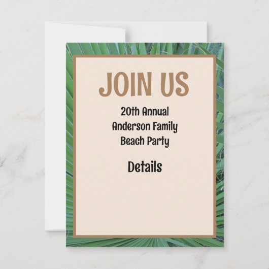 ファミリー懇親会ビーチ休暇旅行告知 招待状 (裏面)