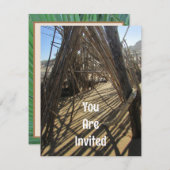 ファミリー懇親会ビーチ休暇旅行告知 招待状 (正面/裏面)