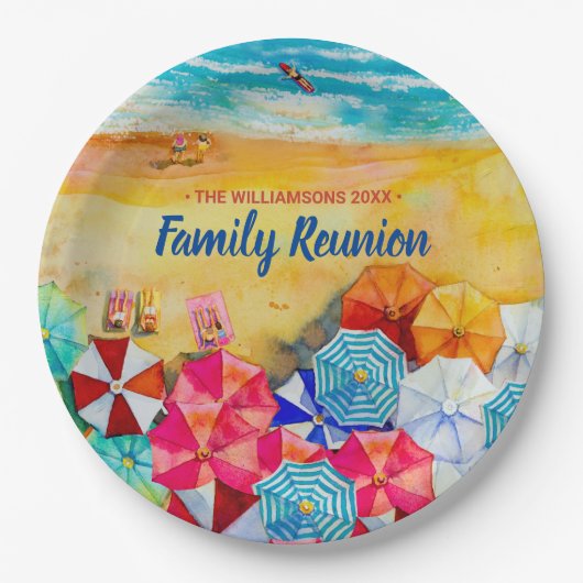 ファミリー懇親会ビーチ傘オンザサンド ペーパープレート (正面)