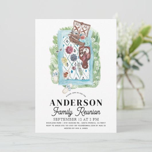 ファミリー懇親会ピクニックウォーターカラー招待状 招待状 (スタンド正面)