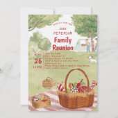 ファミリー懇親会ピクニックキュートサマーイラストレーション 招待状 (正面)