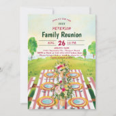 ファミリー懇親会ピクニックサマーアートイラストレーション 招待状 (正面)
