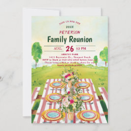 ファミリー懇親会ピクニックサマーアートイラストレーション 招待状