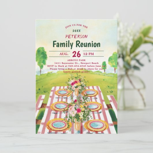 ファミリー懇親会ピクニックサマーアートイラストレーション 招待状 (スタンド正面)