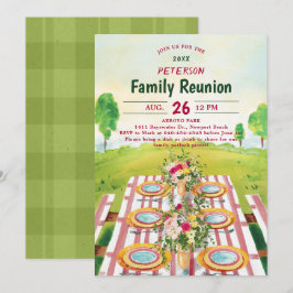 ファミリー懇親会ピクニックサマーアートイラストレーション 招待状