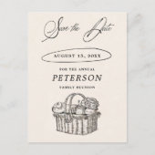 ファミリー懇親会ピクニックシックヴィンテージ保存日付 ポストカード (正面)