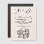 ファミリー懇親会ピクニックシックヴィンテージ保存日付 マグネット招待状 (正面/裏面)