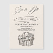 ファミリー懇親会ピクニックシックヴィンテージ保存日付 マグネット招待状 (正面)