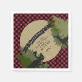 ファミリー懇親会ピクニックディアー〔雄ジカの〕枝角ムースツリー スタンダードカクテルナプキン