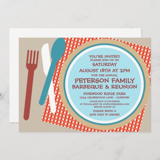 ファミリー懇親会ピクニックバーベキュー招待状 招待状 (正面/裏面)