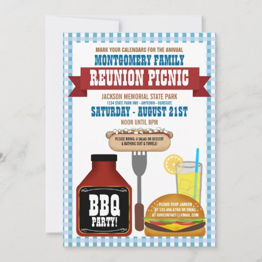 ファミリー懇親会ピクニック招待状 招待状 (正面)