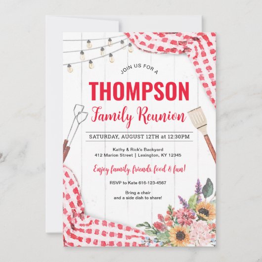 ファミリー懇親会ピクニックBBQ招待状 招待状 (正面)