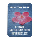 ファミリー懇親会ピンクブルーバケーションセーブ日付 マグネット (縦)