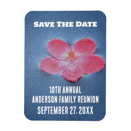 ファミリー懇親会ピンクブルーバケーションセーブ日付 マグネット (縦)